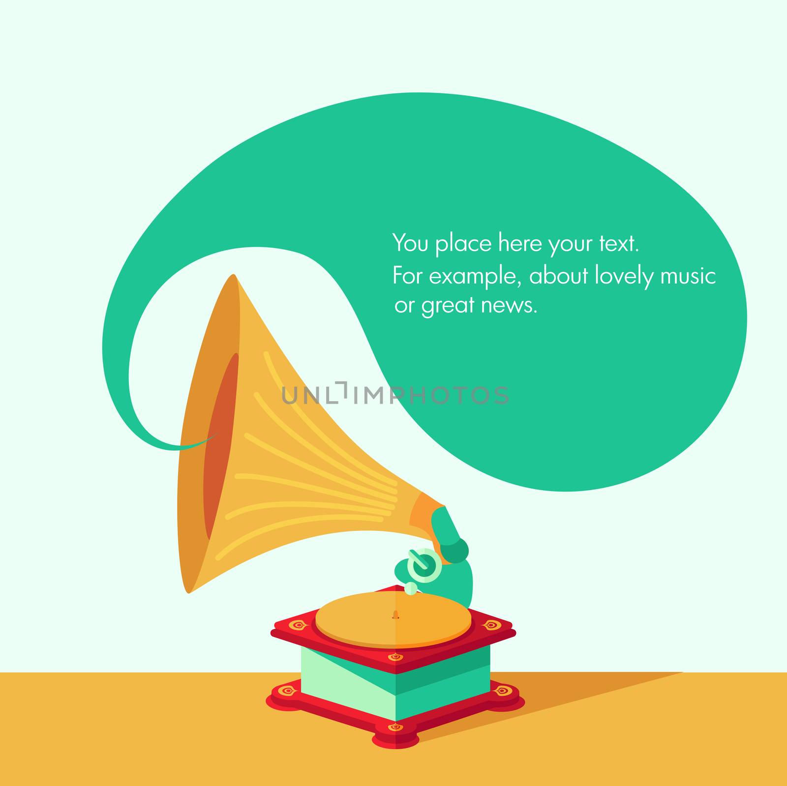 Vector bright flat old gramophone in eps