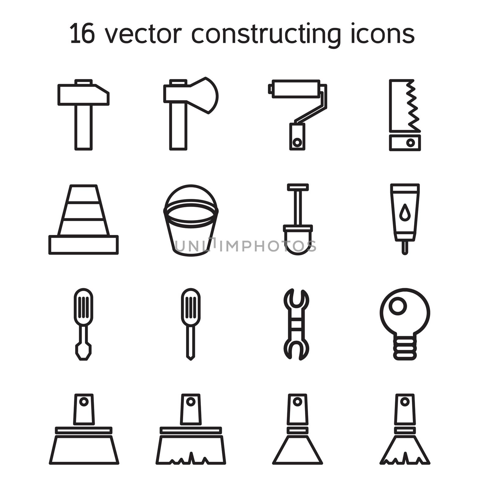 Constructing and building icons set. Repair symbols. Vector
