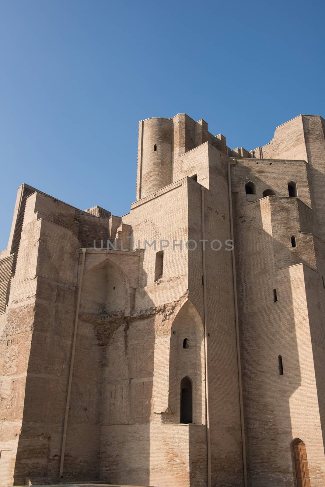 Great portal Ak-Saray - White Palace of Amir Timur, Uzbekistan, Shahrisabz. Ancient architecture of Central Asia