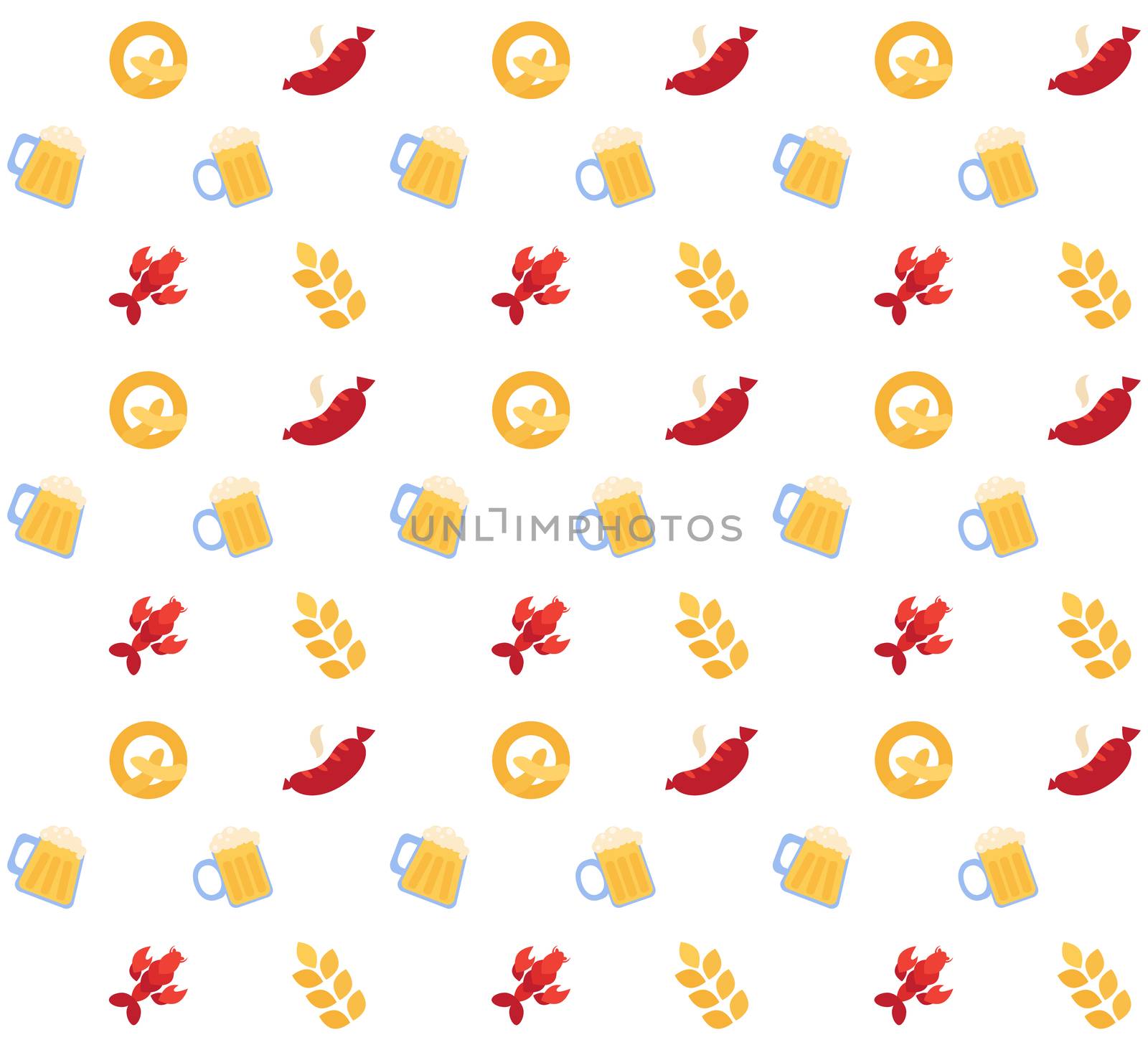 Oktoberfest seamless pattern. Food and drink. Beer festival. Vector