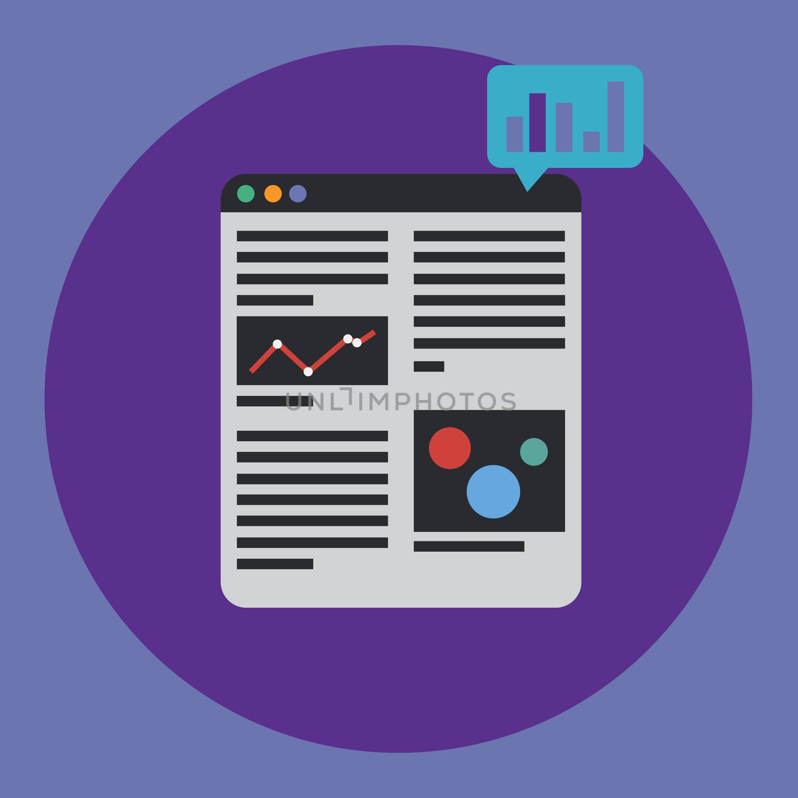 Analytics infographics in browser in vector, eps