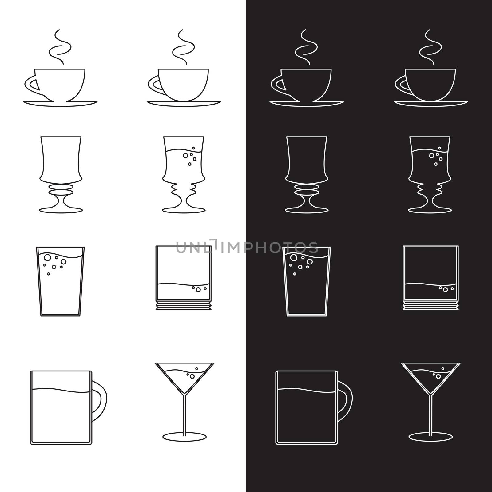 Vector set of cups and glasses in eps