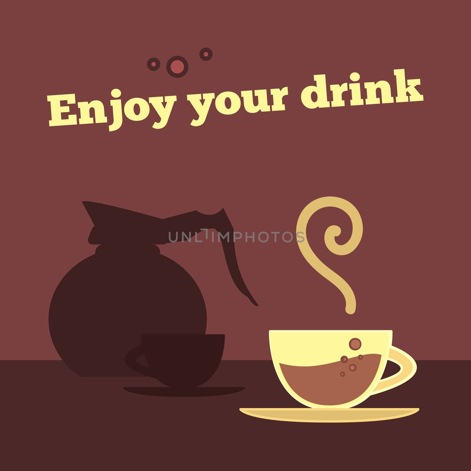 Vector poster, banner with coffee cup and coffee maker