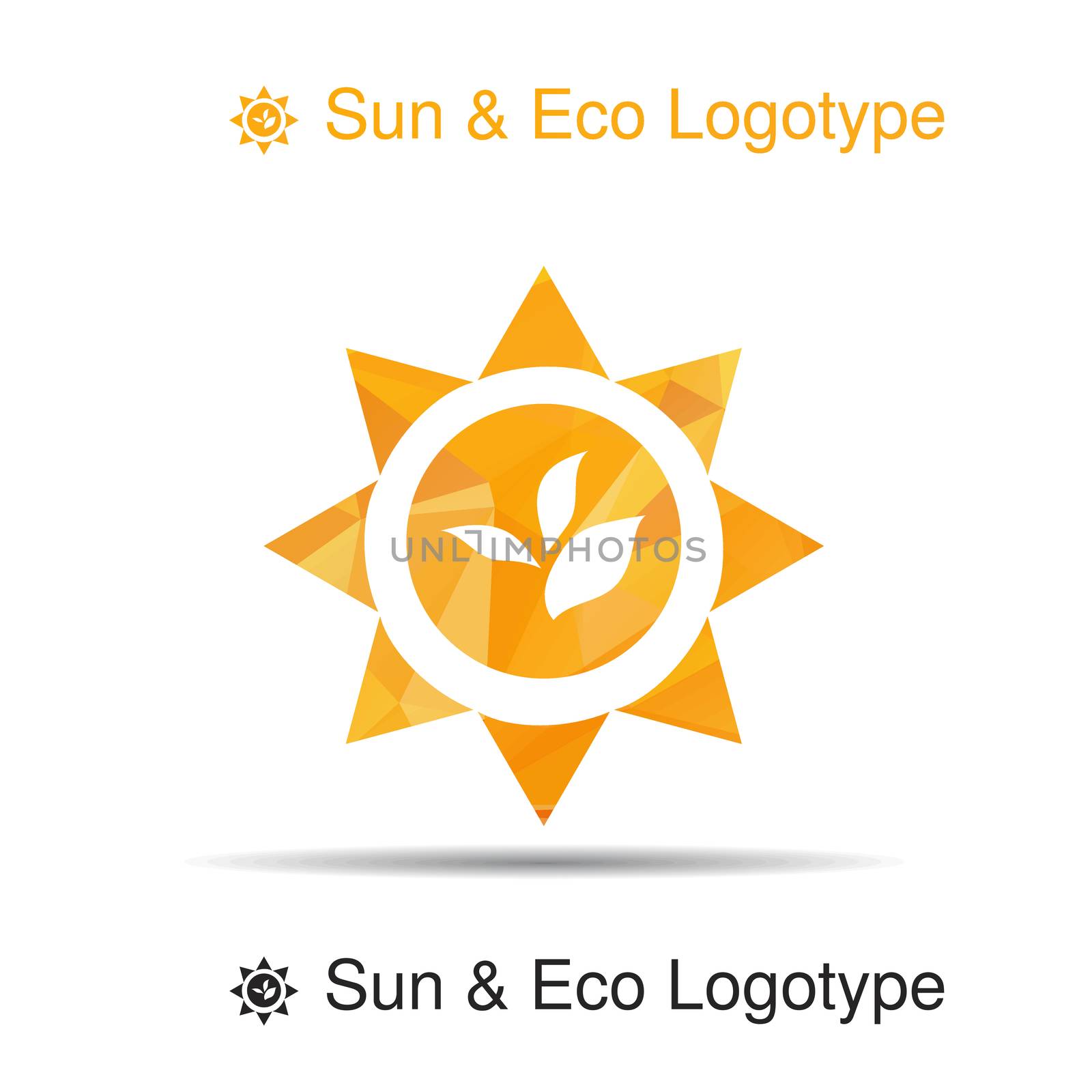 Bio logo, icon and symbol: leaves in the sun
