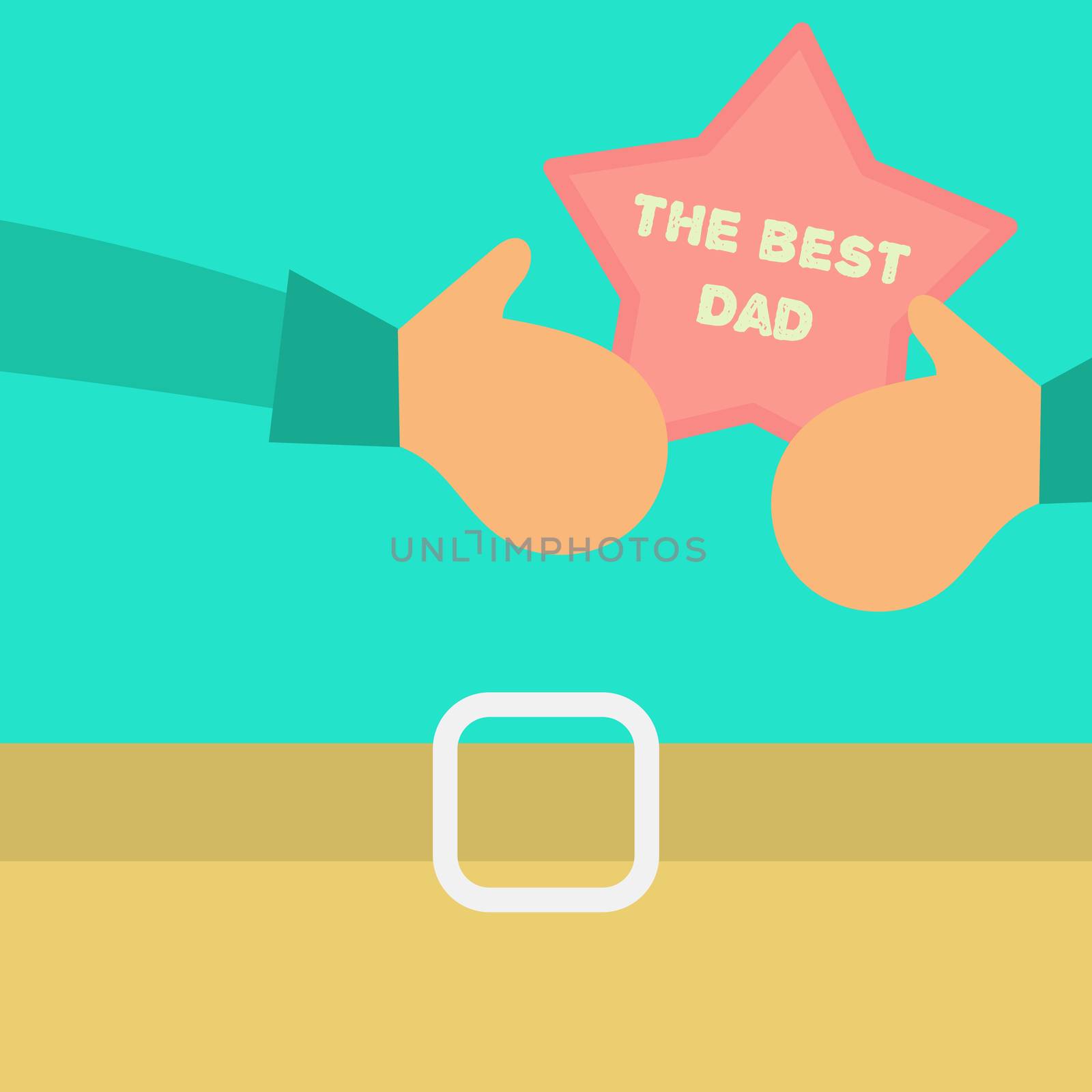 Vector Happy Fathers Day concept with happy father and his gift