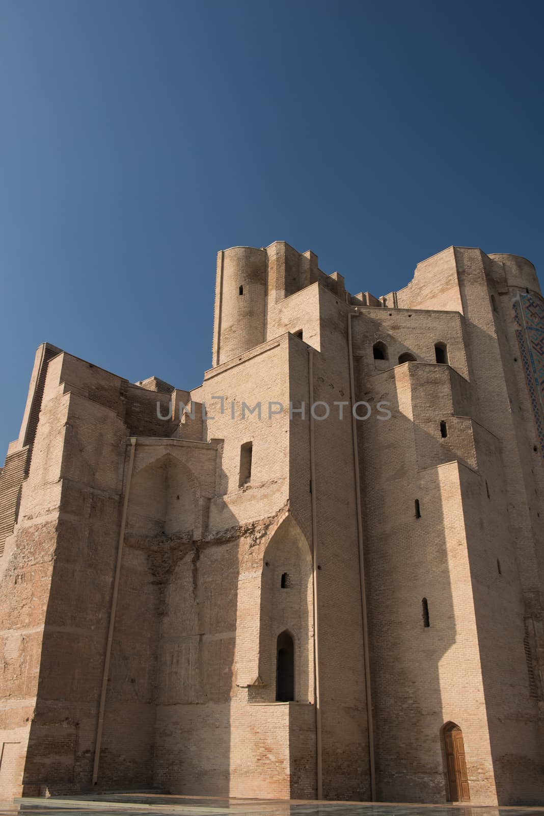 Great portal Ak-Saray - White Palace of Amir Timur, Uzbekistan, Shahrisabz. Ancient architecture of Central Asia