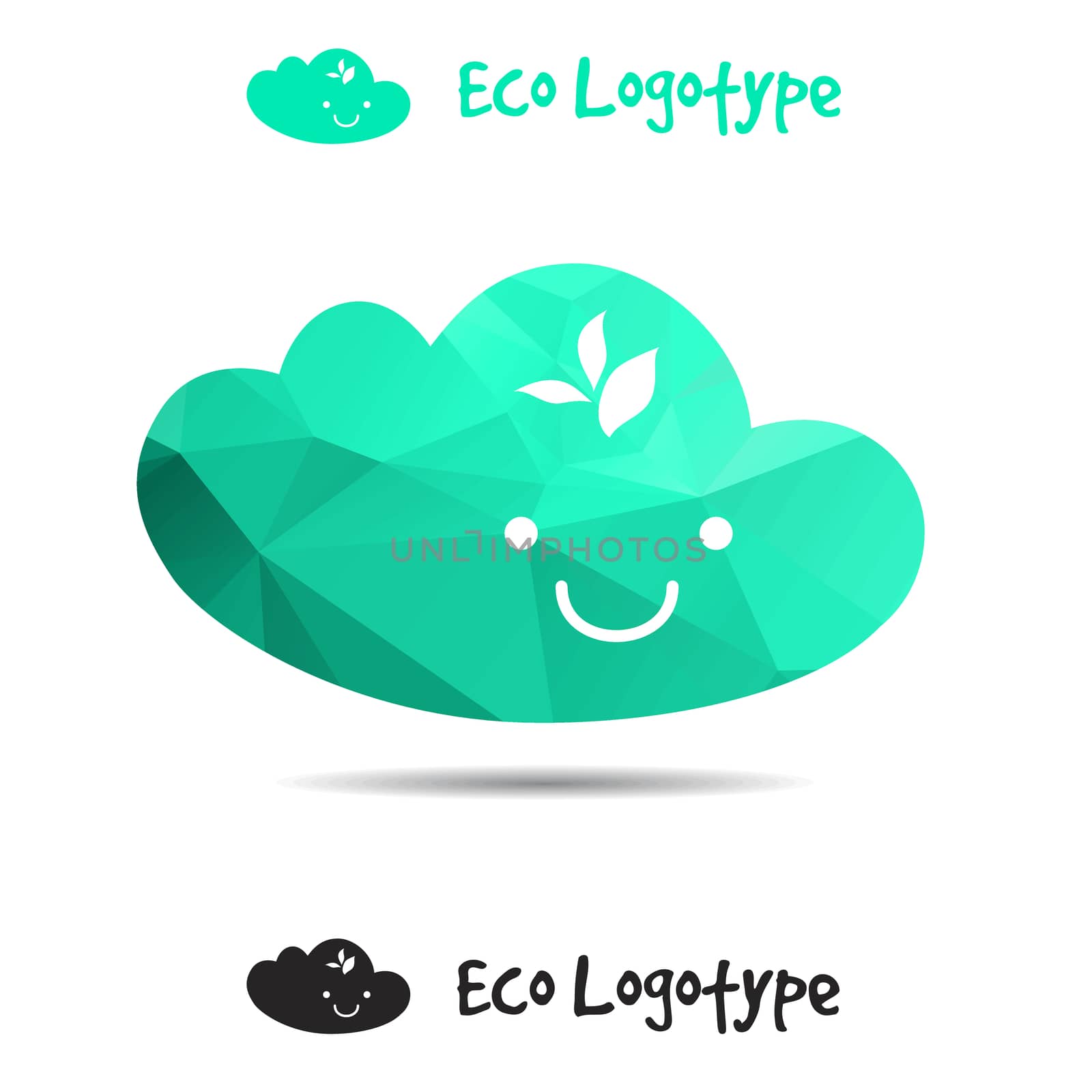 Vector ecology logo or icon in eps, nature logotype, air symbol with smile, good cloud