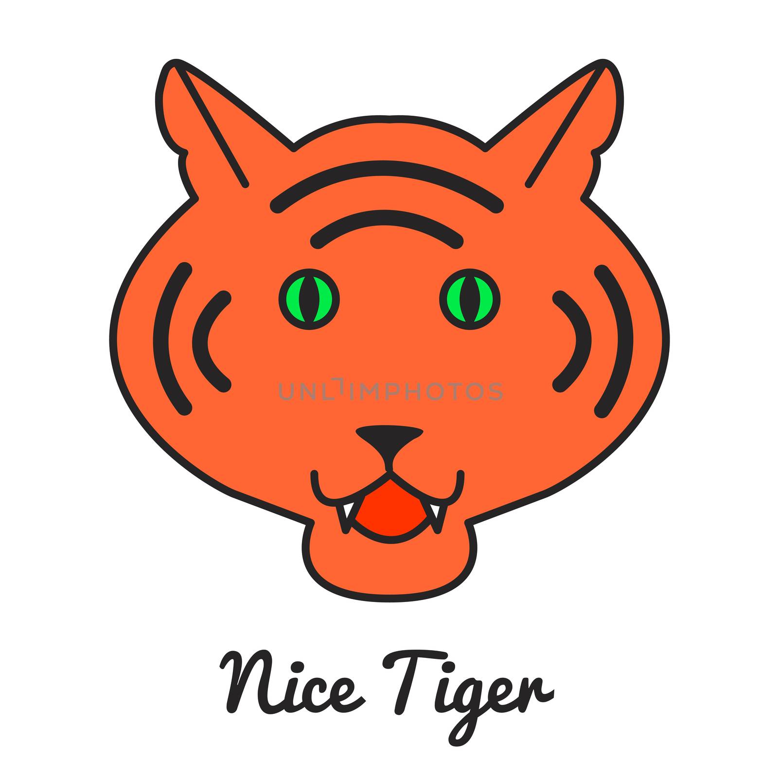 Tiger logo or icon, color illustration, wild cat. Vector