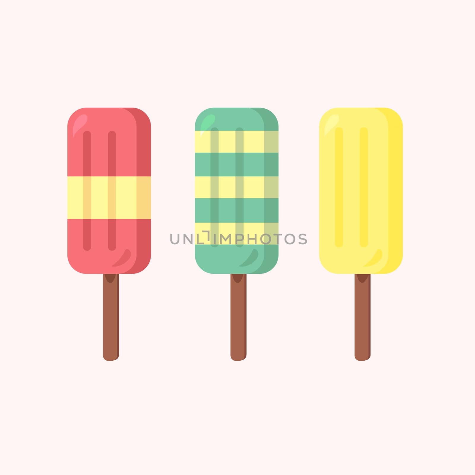 Vector set of ice-creams with three color themes