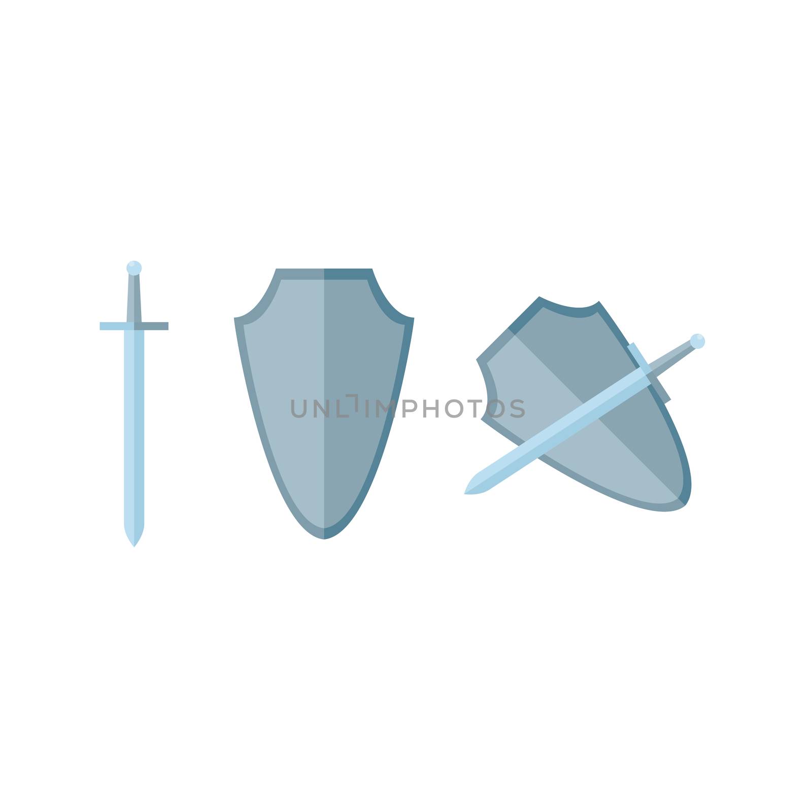 Sword and shield in flat, vector, eps