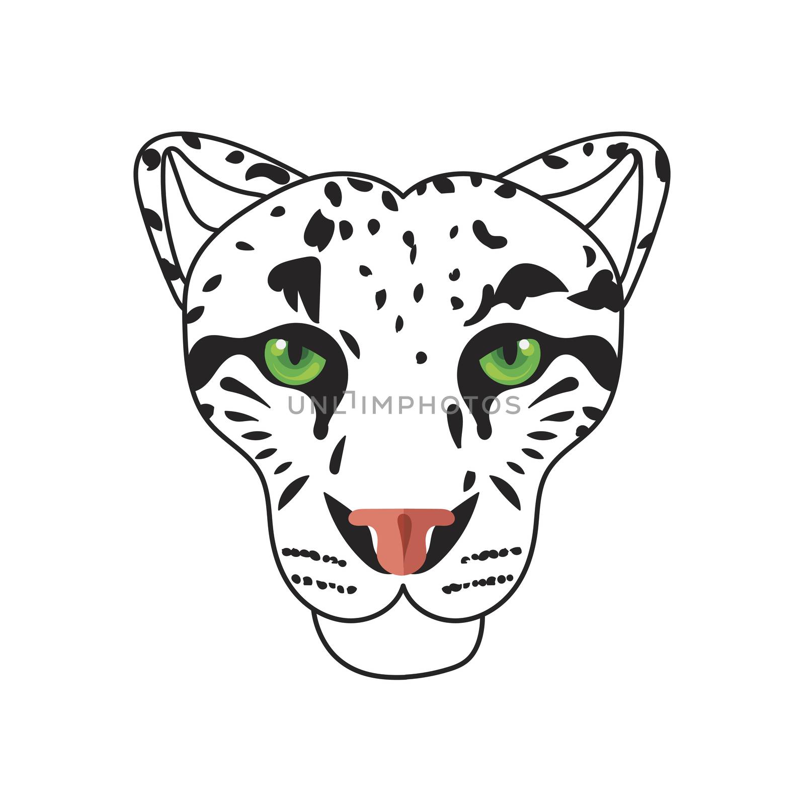 Wild cat face, snow bars head. Vector
