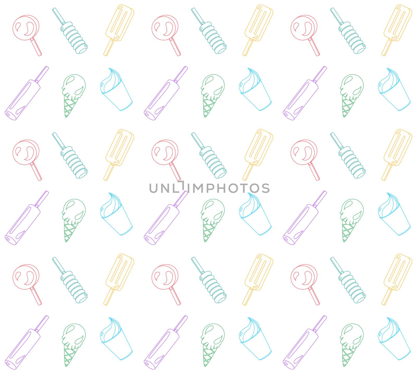 Vector seamless pattern, background from different ice-creams