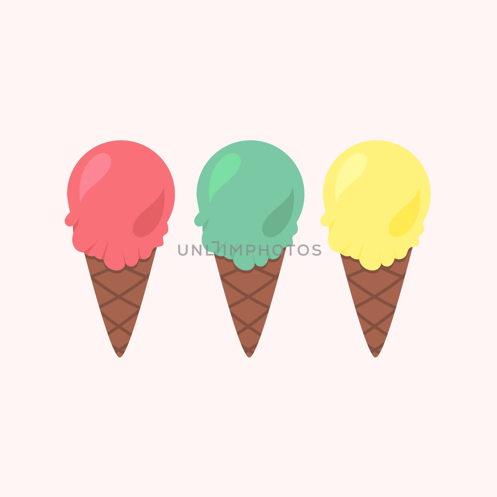 Vector set of ice-creams with three color themes