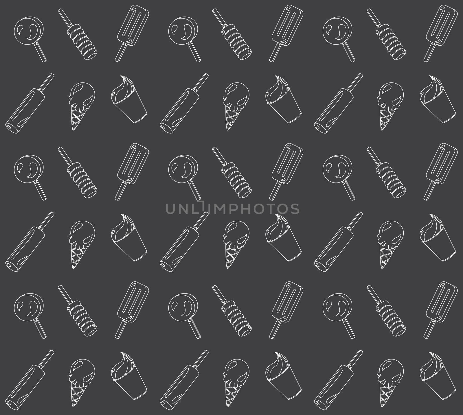 Vector seamless pattern, background from different ice-creams