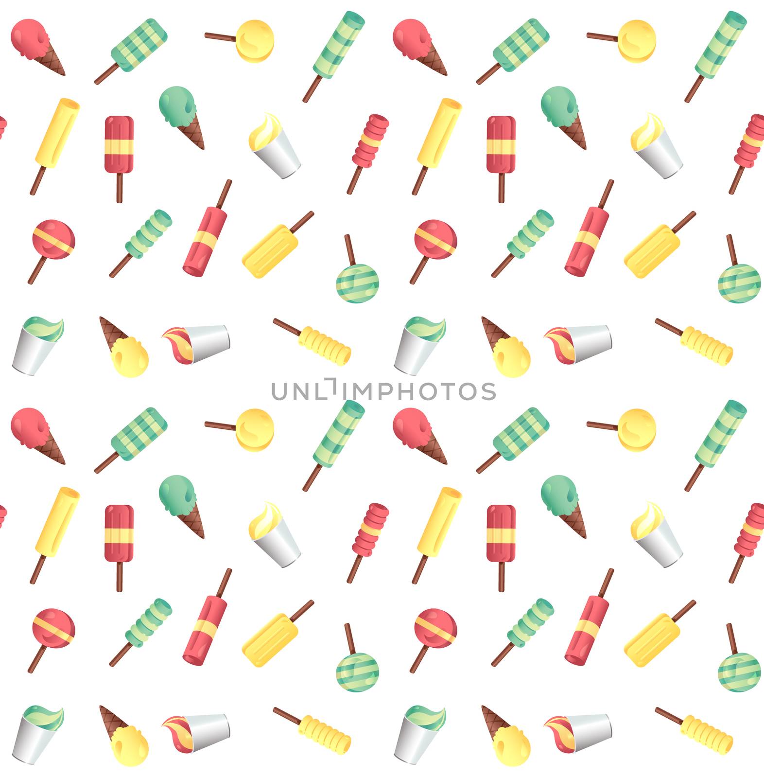 Vector seamless pattern, background from different ice-creams