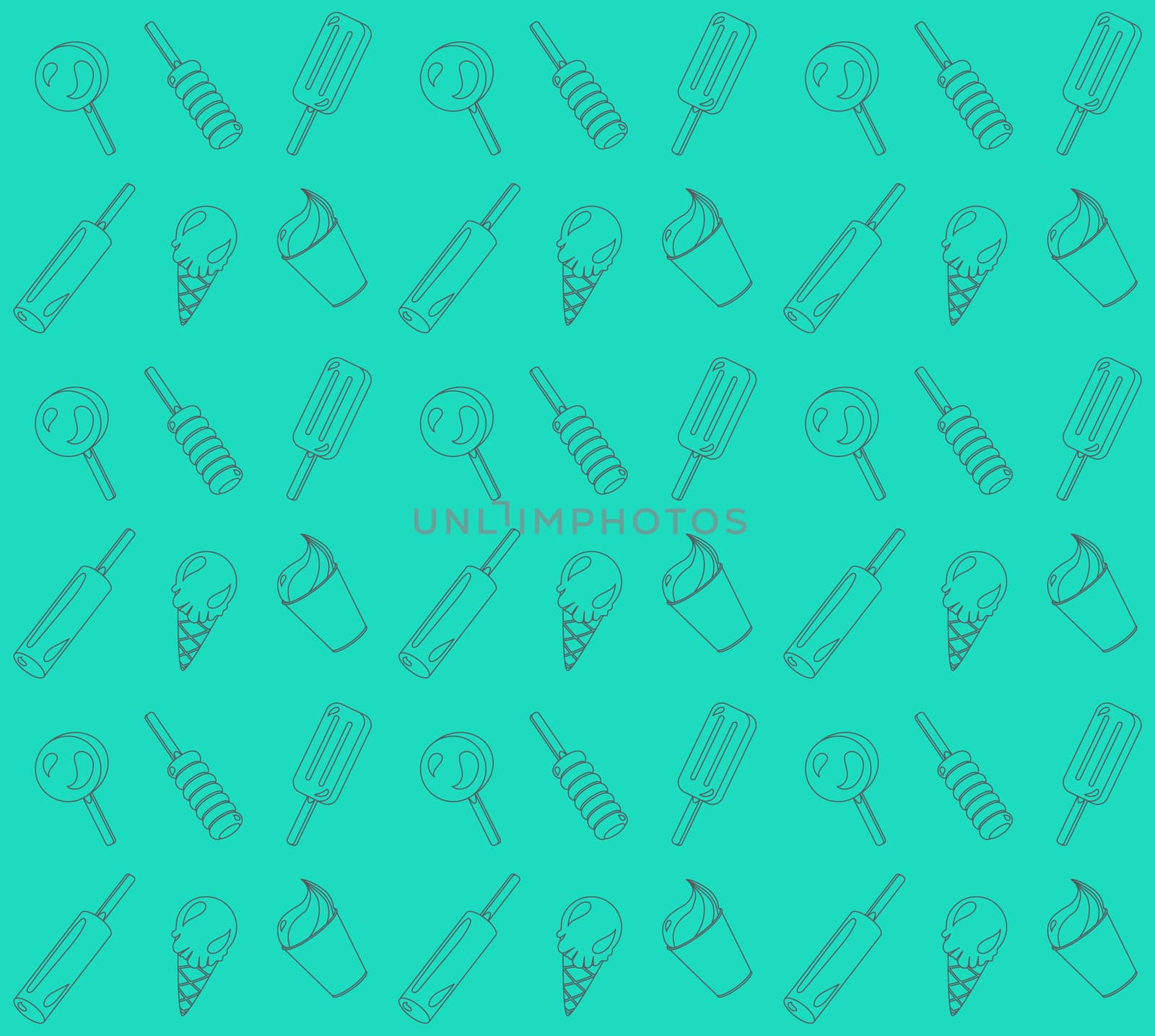 Vector seamless pattern, background from different ice-creams