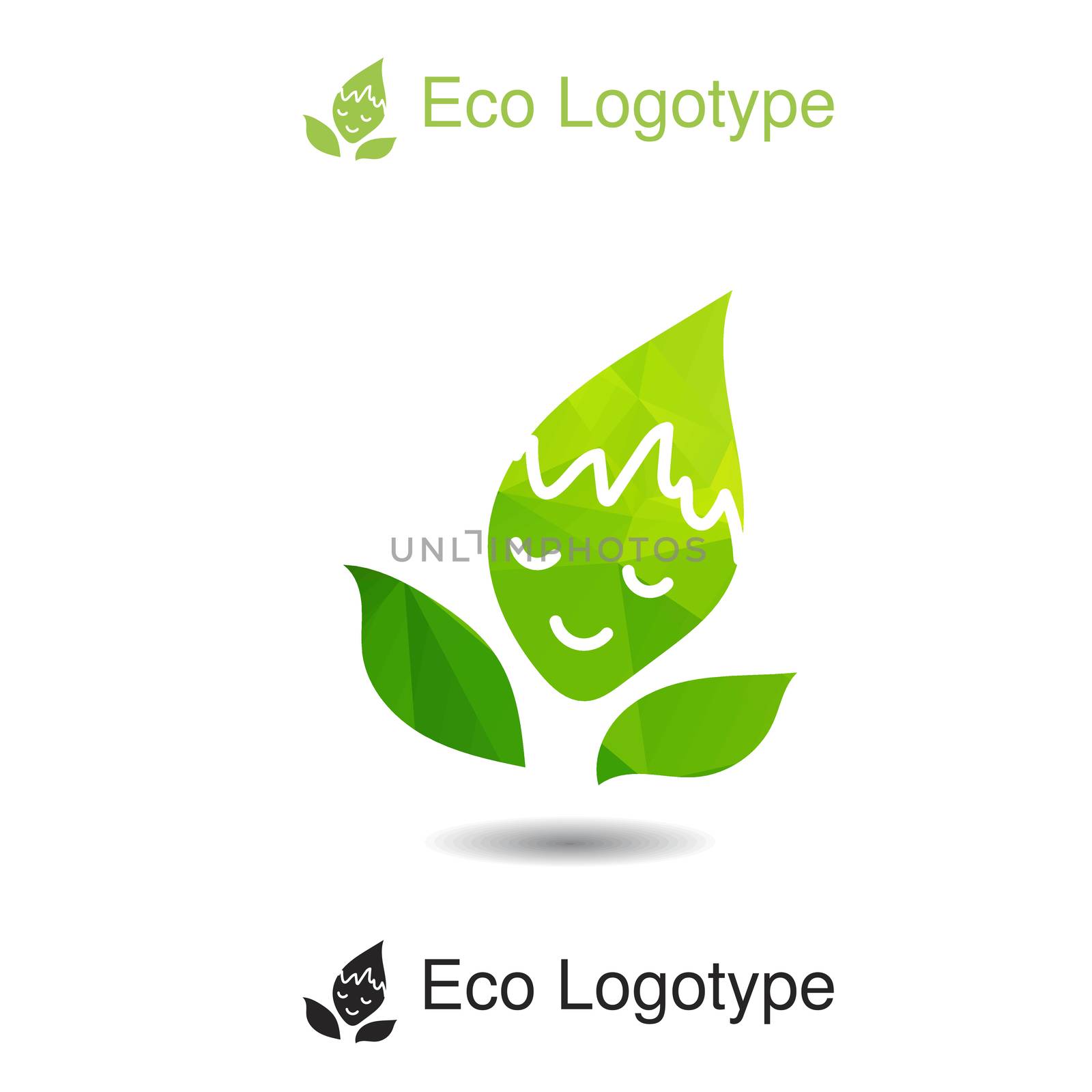 Vector ecology logo or icon in eps, nature logotype with smile
