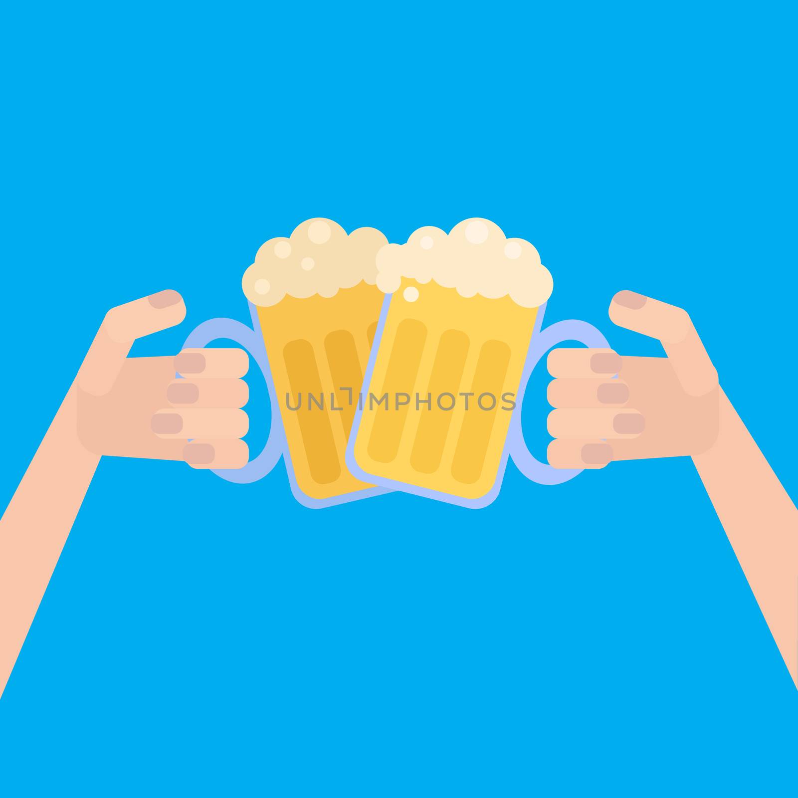 Oktoberfest poster with beer in hand. Vector