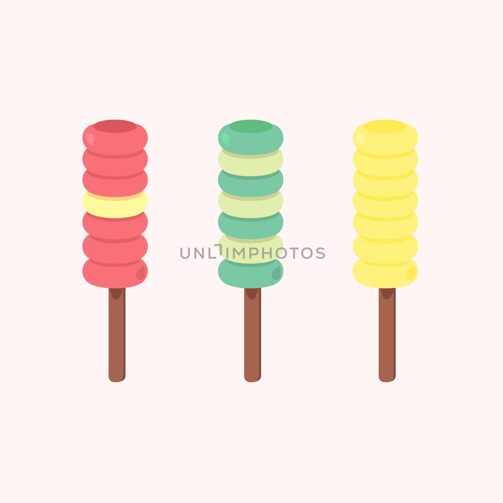 Vector set of ice-creams with three color themes