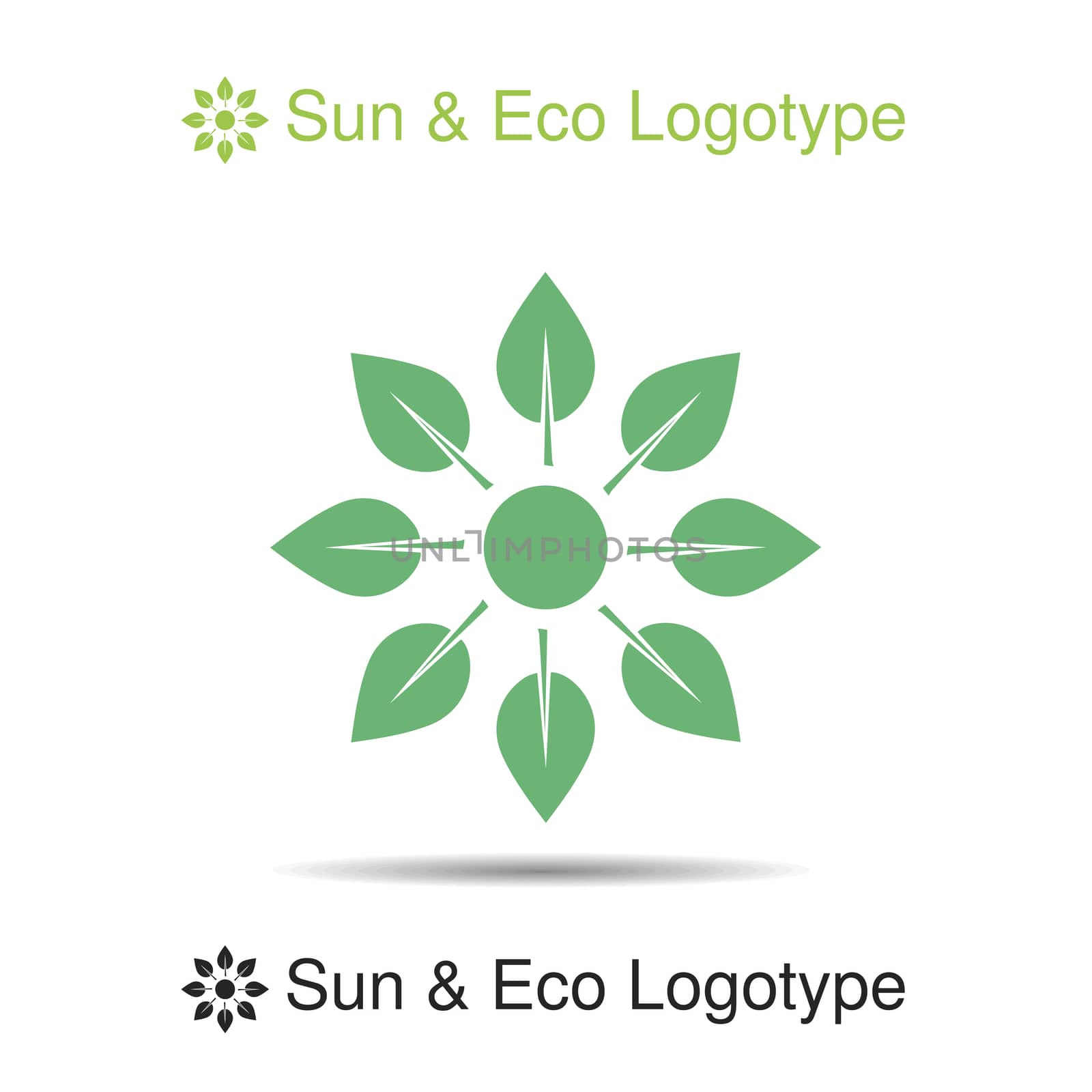 Vector nature logo, icon, sun from leaves