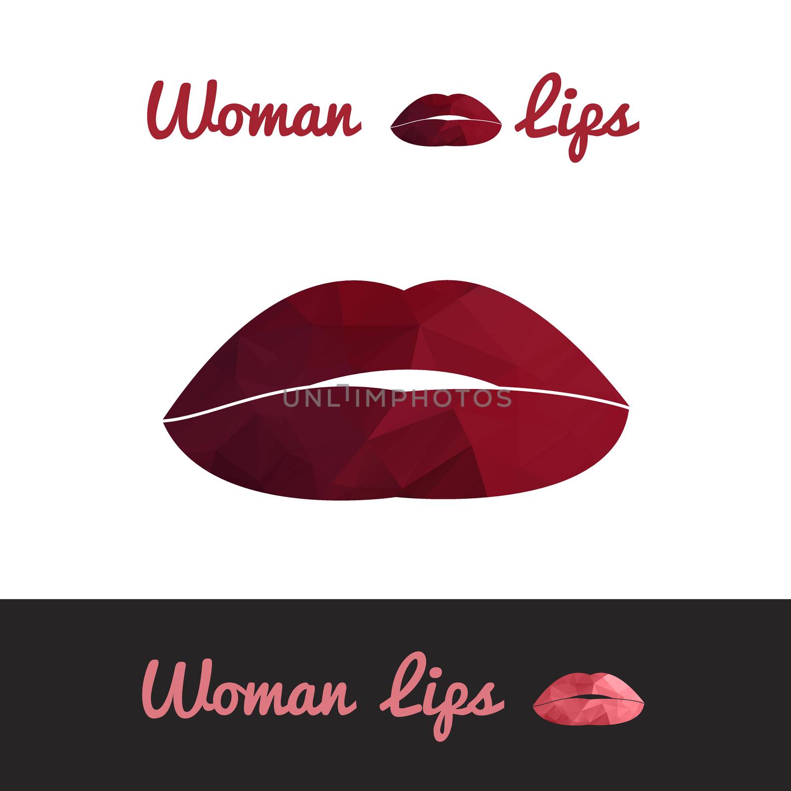 Vector polygonal lips, triangle logo or icon