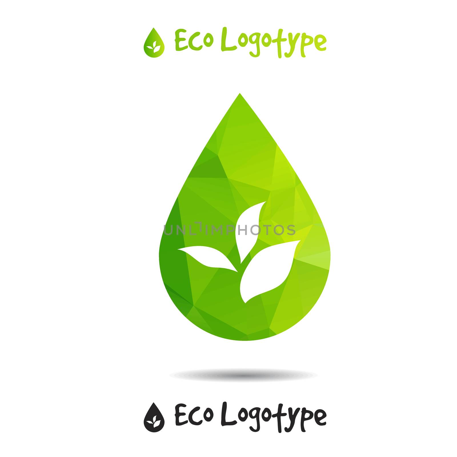 Vector ecology logo or icon in eps, nature logotype, drop icon