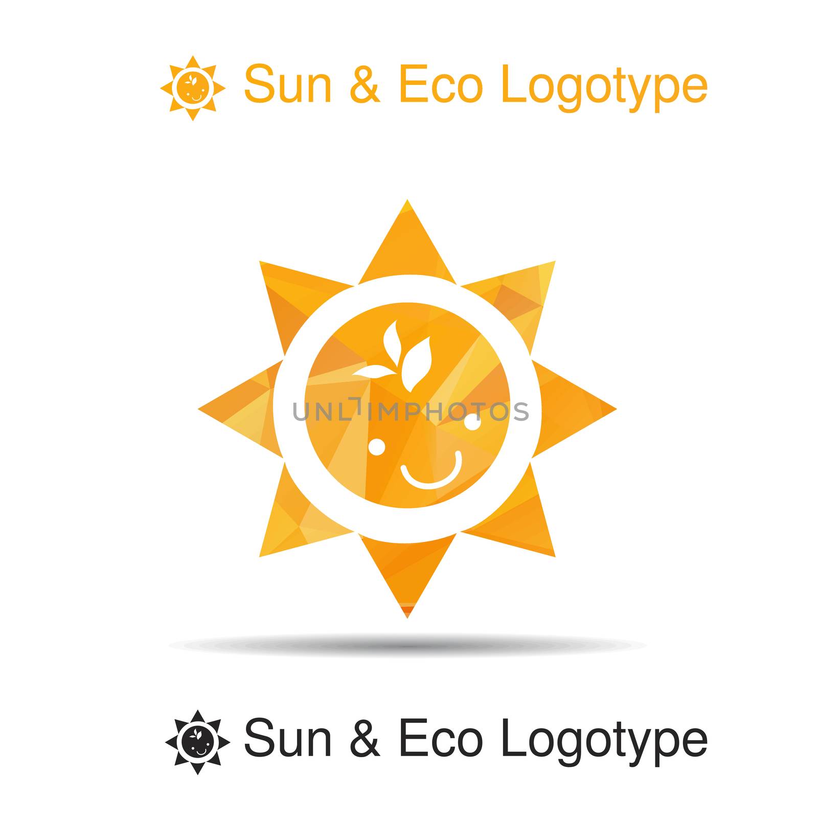 Bio logo, icon and symbol: smile and leaves in the sun, Sun protection