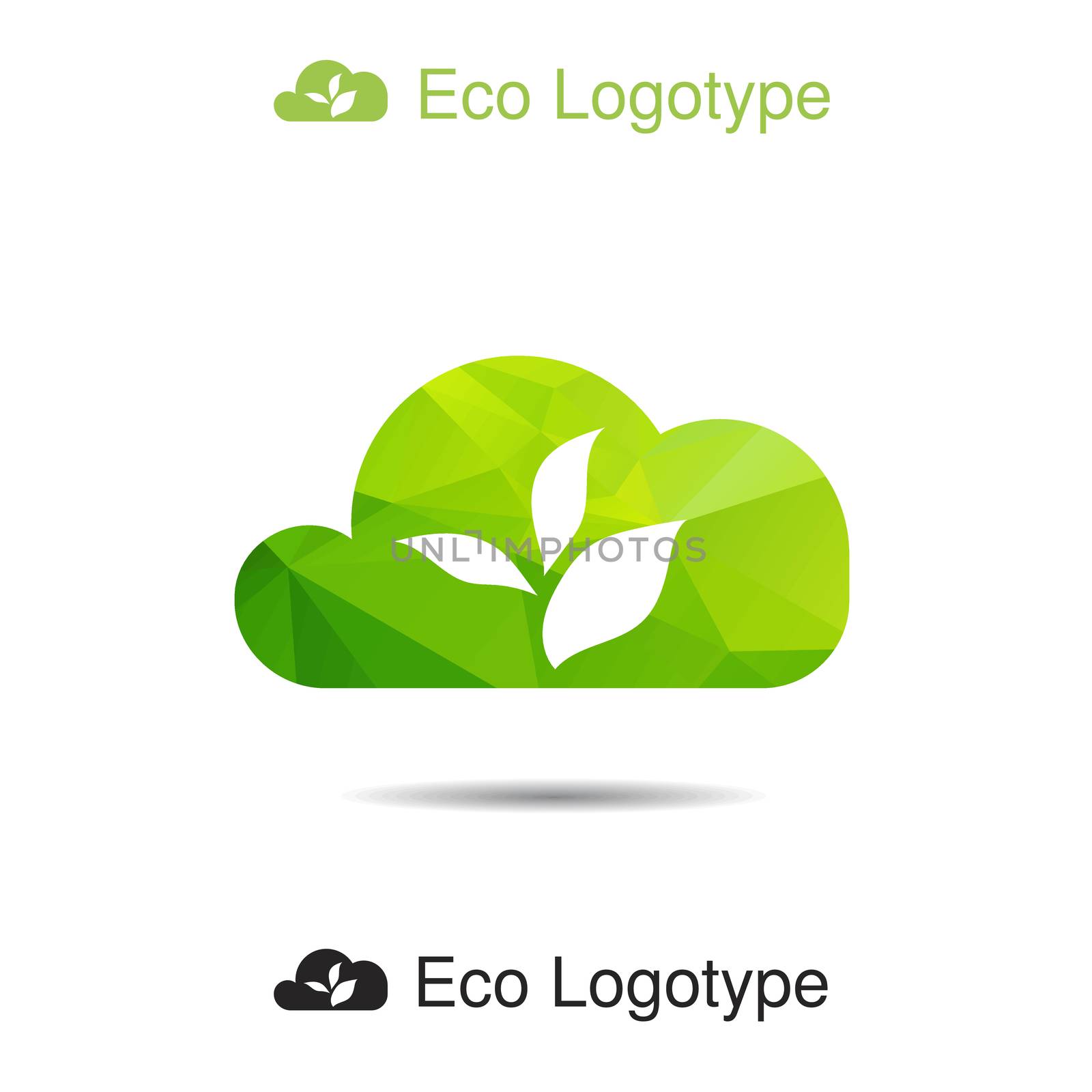 Vector ecology logo or icon in eps, nature logotype, air symbol from cloud and leaves