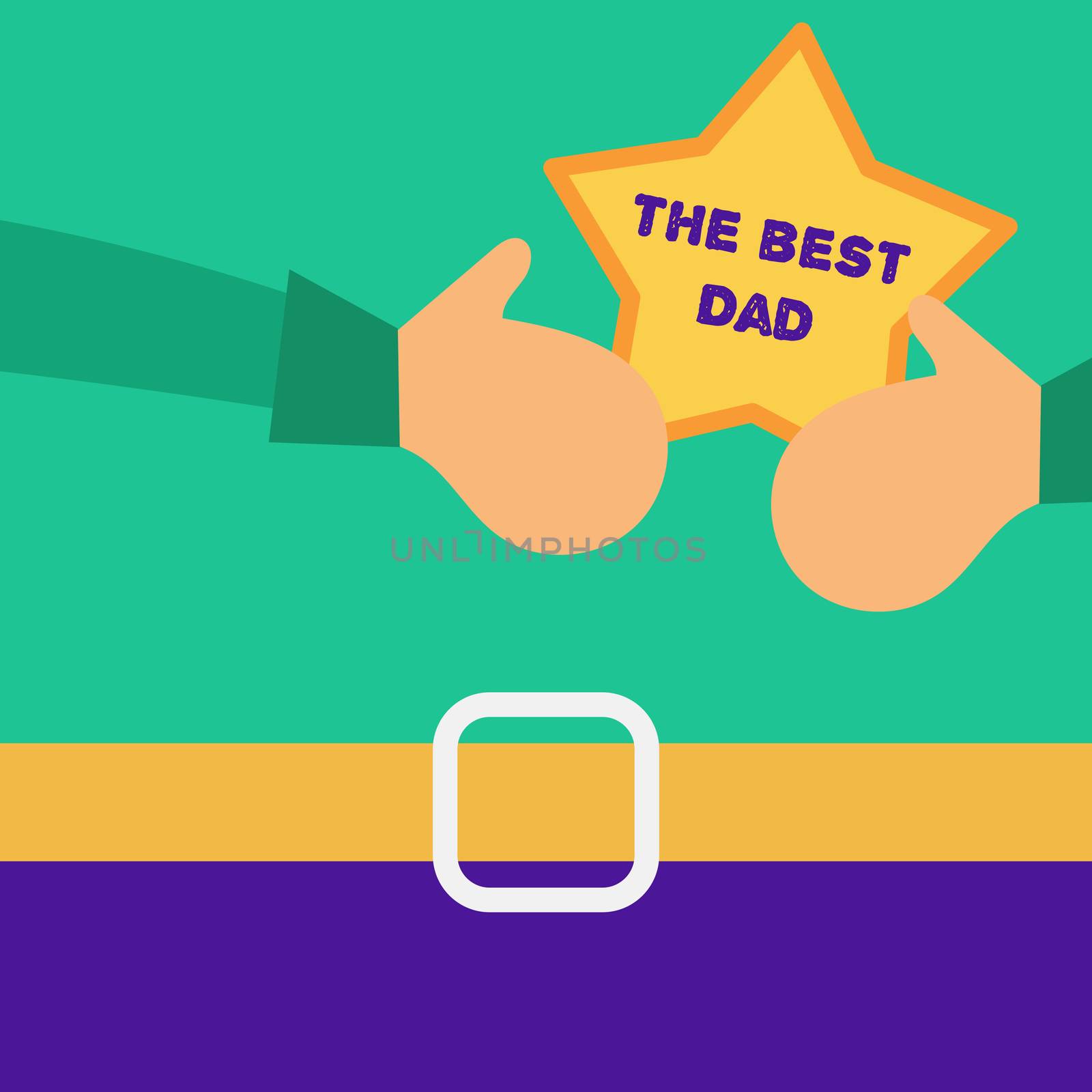 Vector Happy Fathers Day concept with happy father and his gift