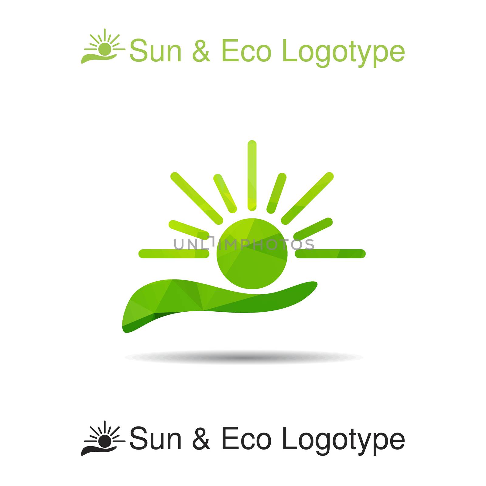 Bio logo, icon and ecology symbol: the sun in our hands, Sun protection