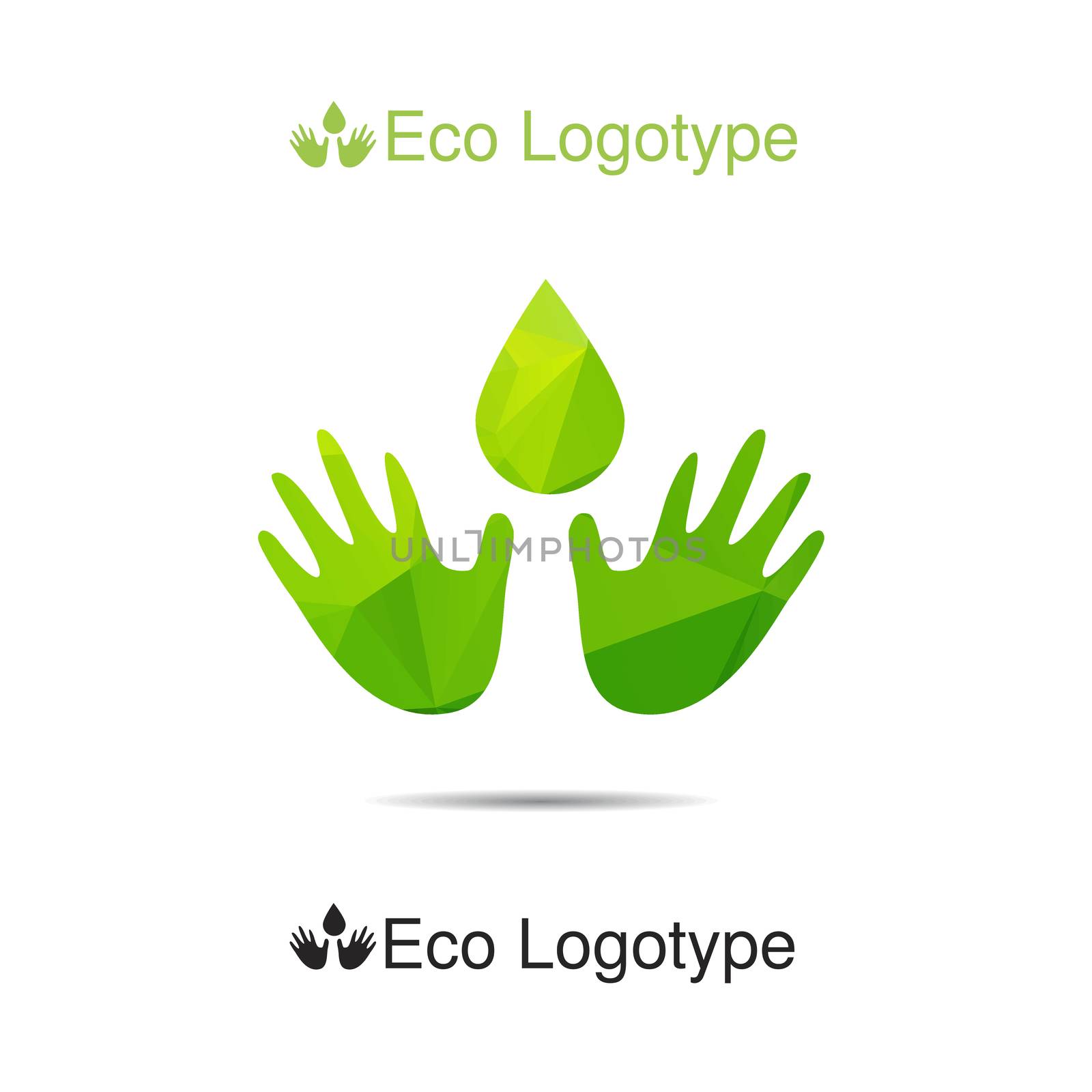 Vector ecology logotype from hands with drop