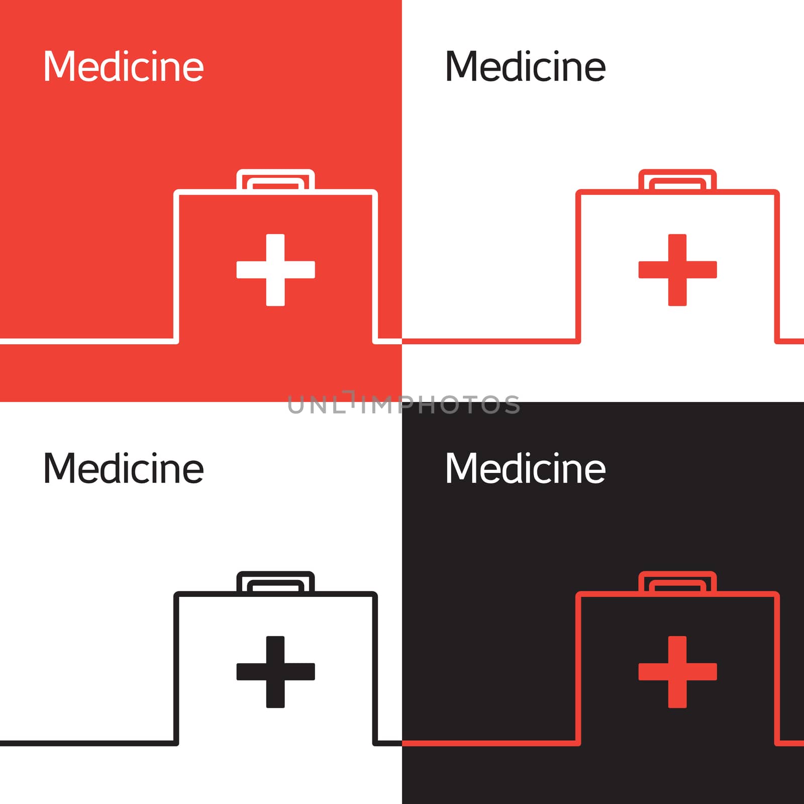 Medicine aid logo, chest and health icon. Vector