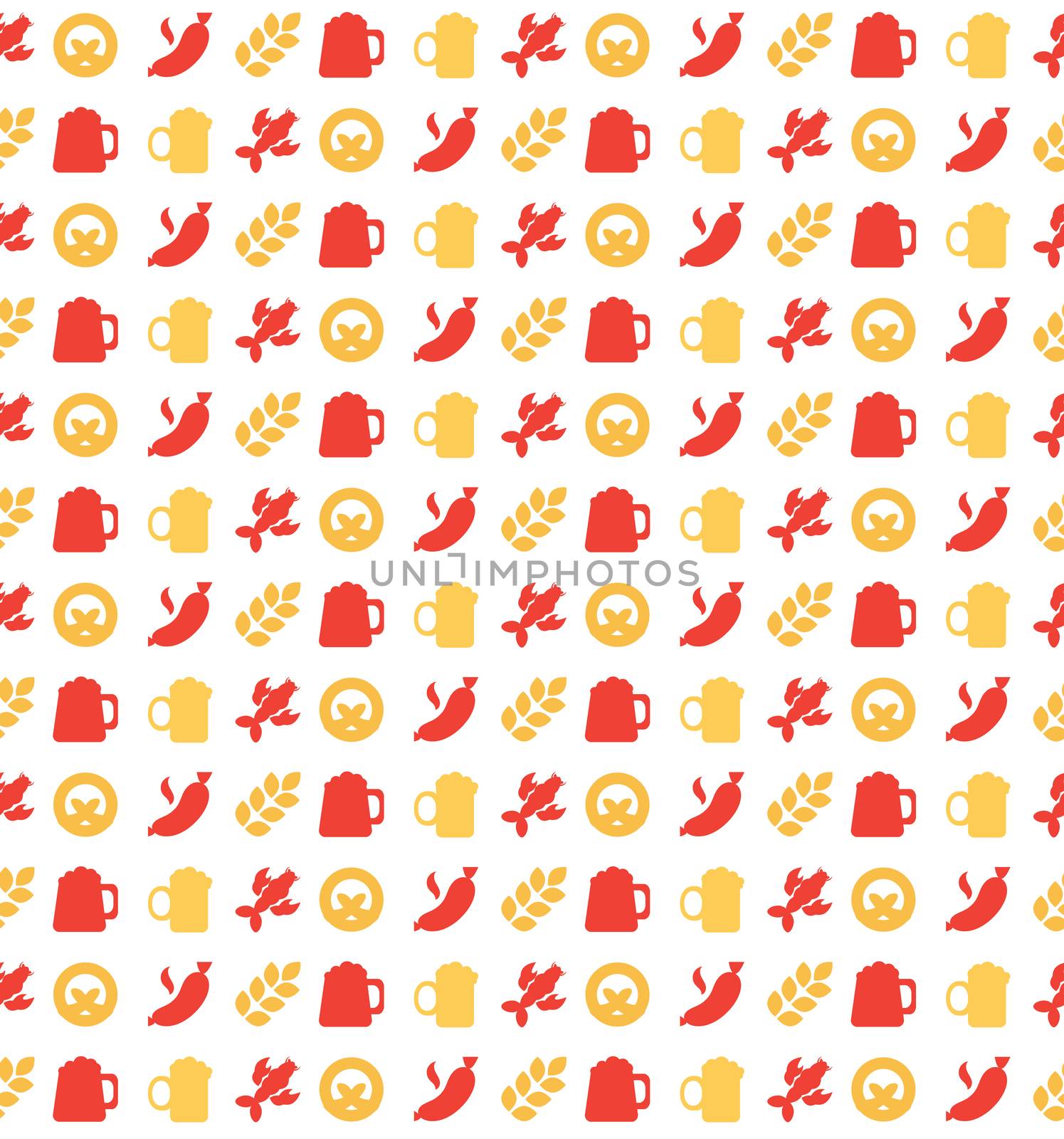 Oktoberfest seamless pattern. Food and drink. Beer festival. Vector