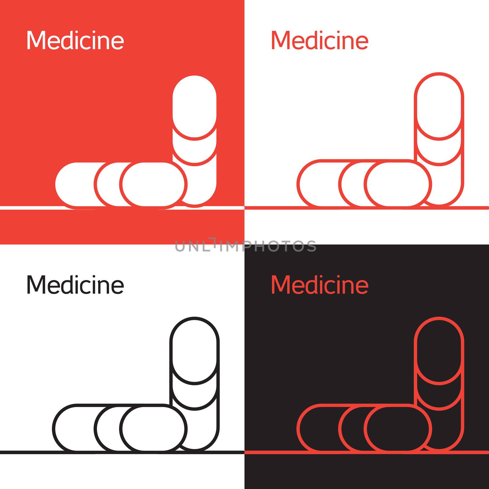 Medicine aid logo, pill and health icon. Vector