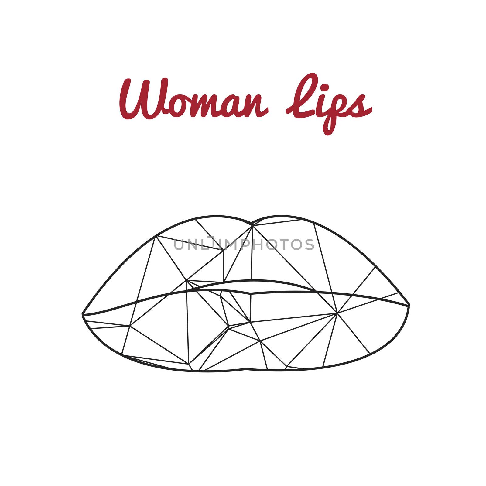 Vector polygonal lips, triangle logo or icon