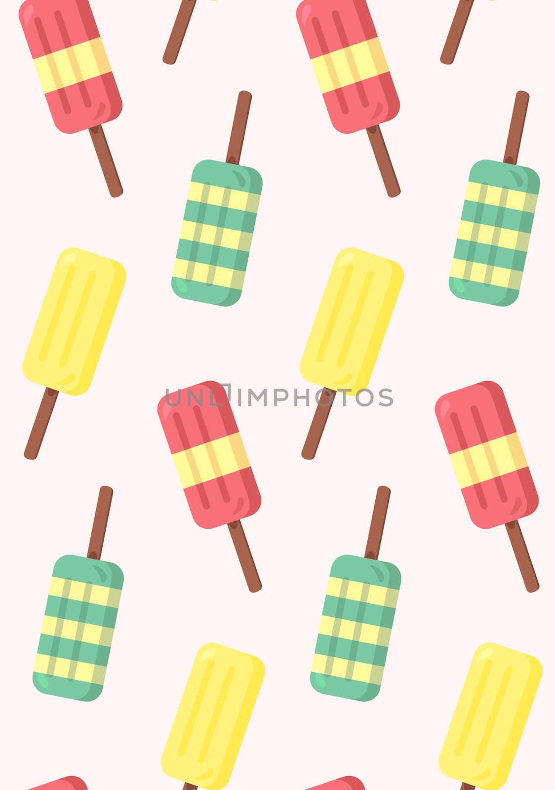 Vector seamless pattern from ice-creams with three color themes