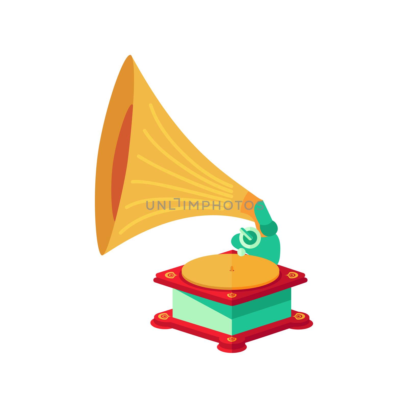 Vector bright flat old gramophone in eps