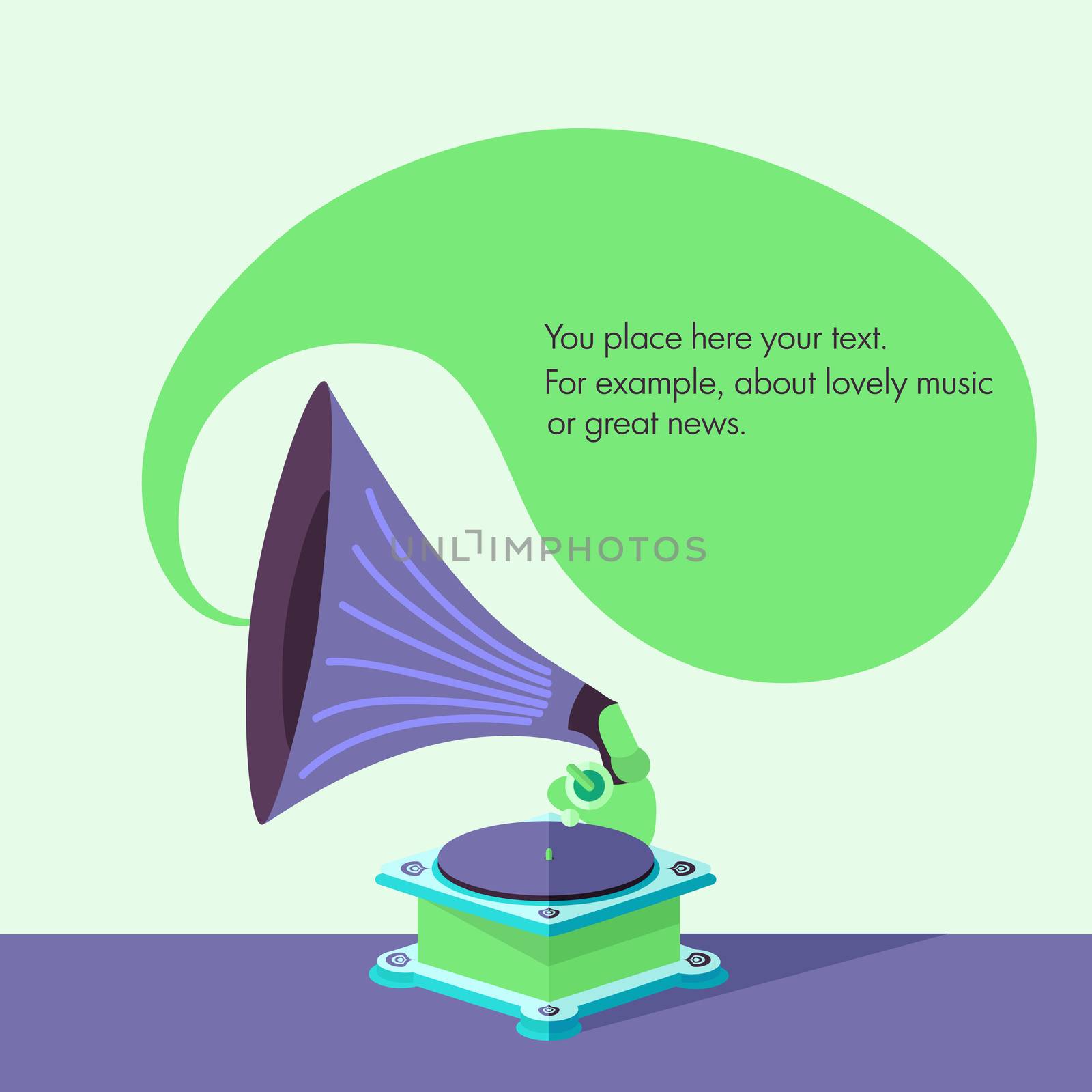 Vector bright flat old gramophone in eps