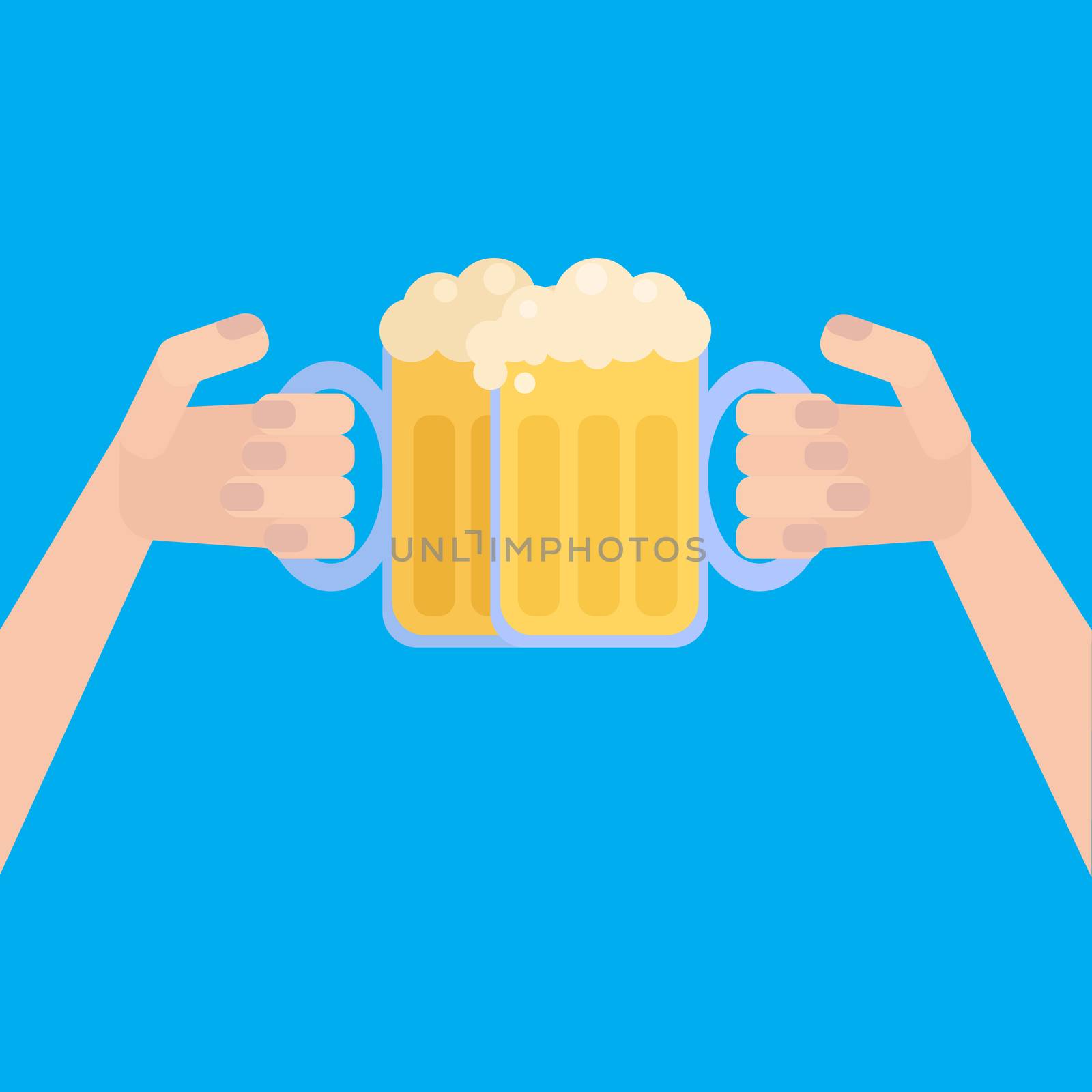 Oktoberfest poster with beer in hand. Vector