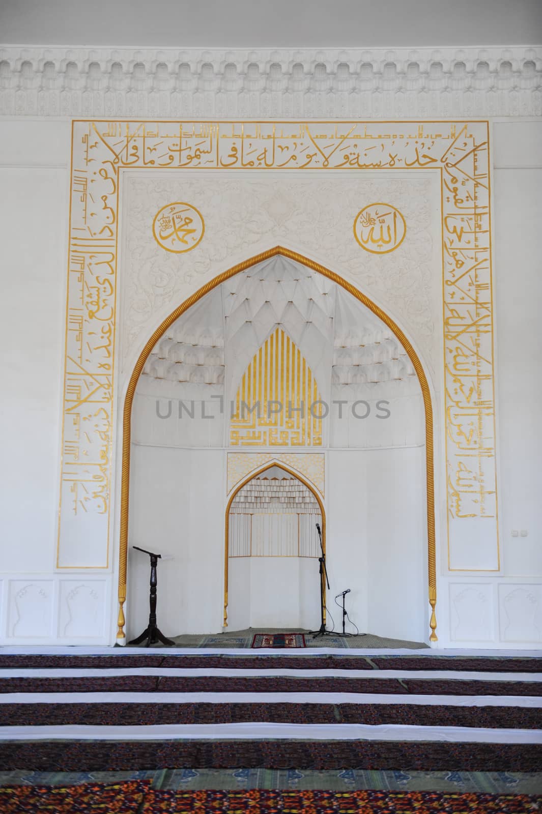 Interior mosque of the ancient Asian traditional ornament. The details of the architecture of medieval Central Asia