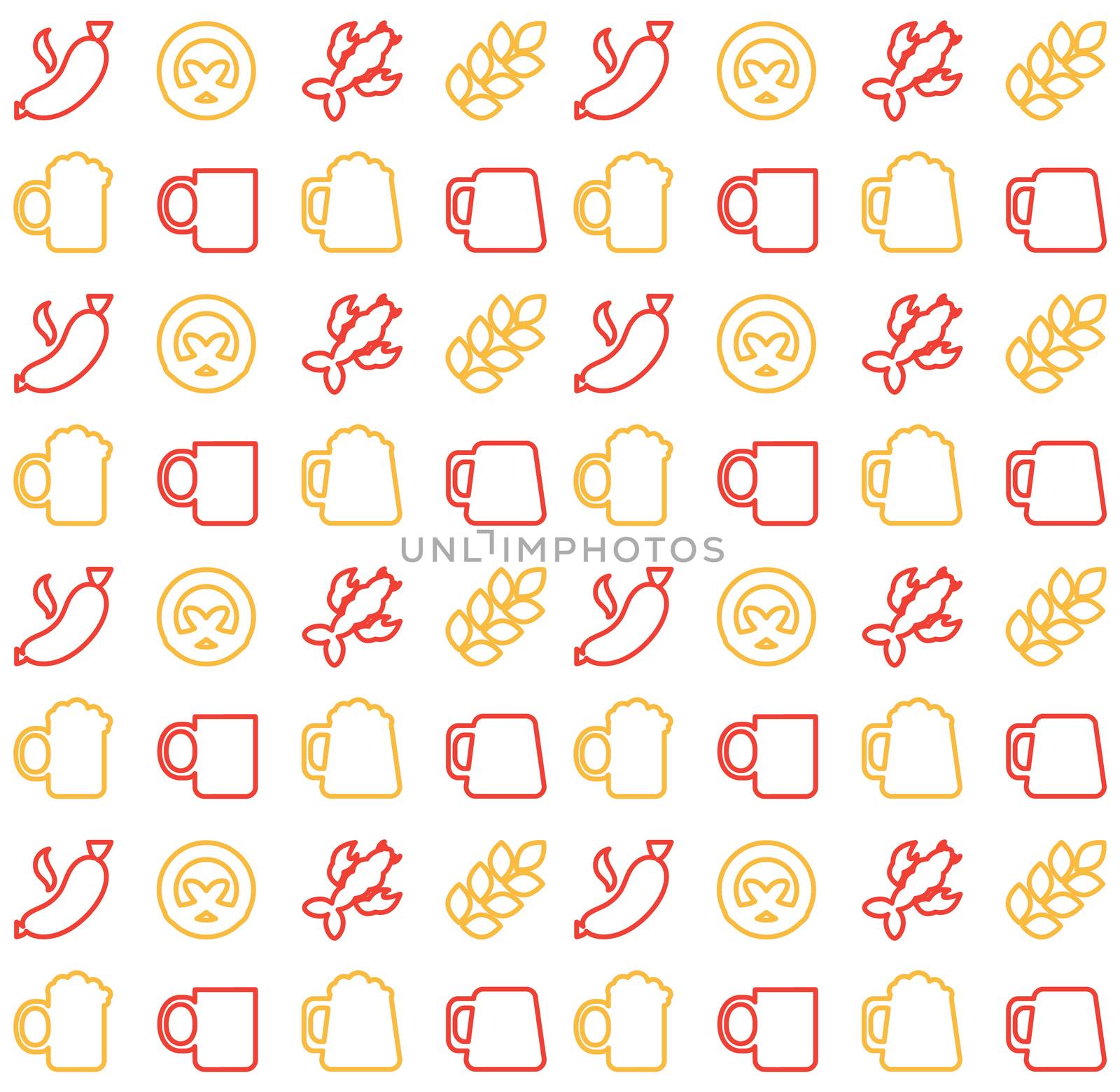 Oktoberfest seamless pattern. Food and drink. Beer festival. Vector