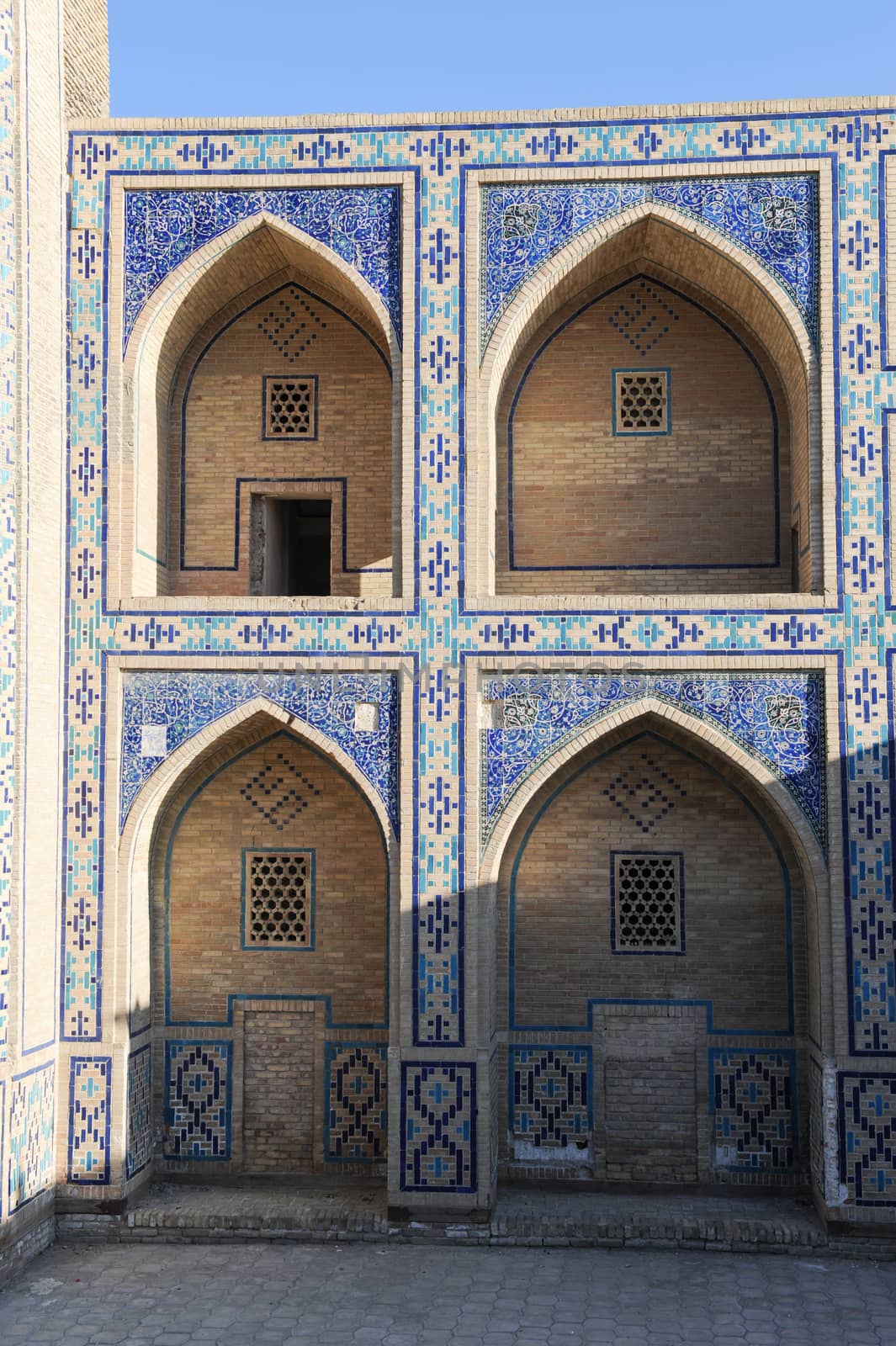 The arch and gates of the ancient Asian traditional ornament. The details of the architecture of medieval Central Asia