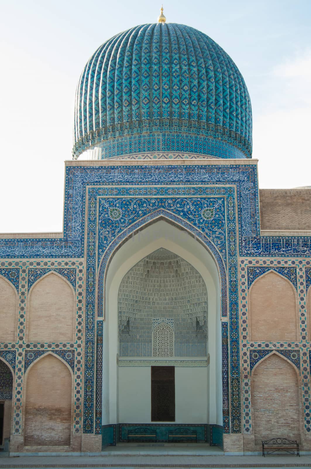 closeup of the dome of the mausoleum of Tamerlane. ancient architecture of Central Asia