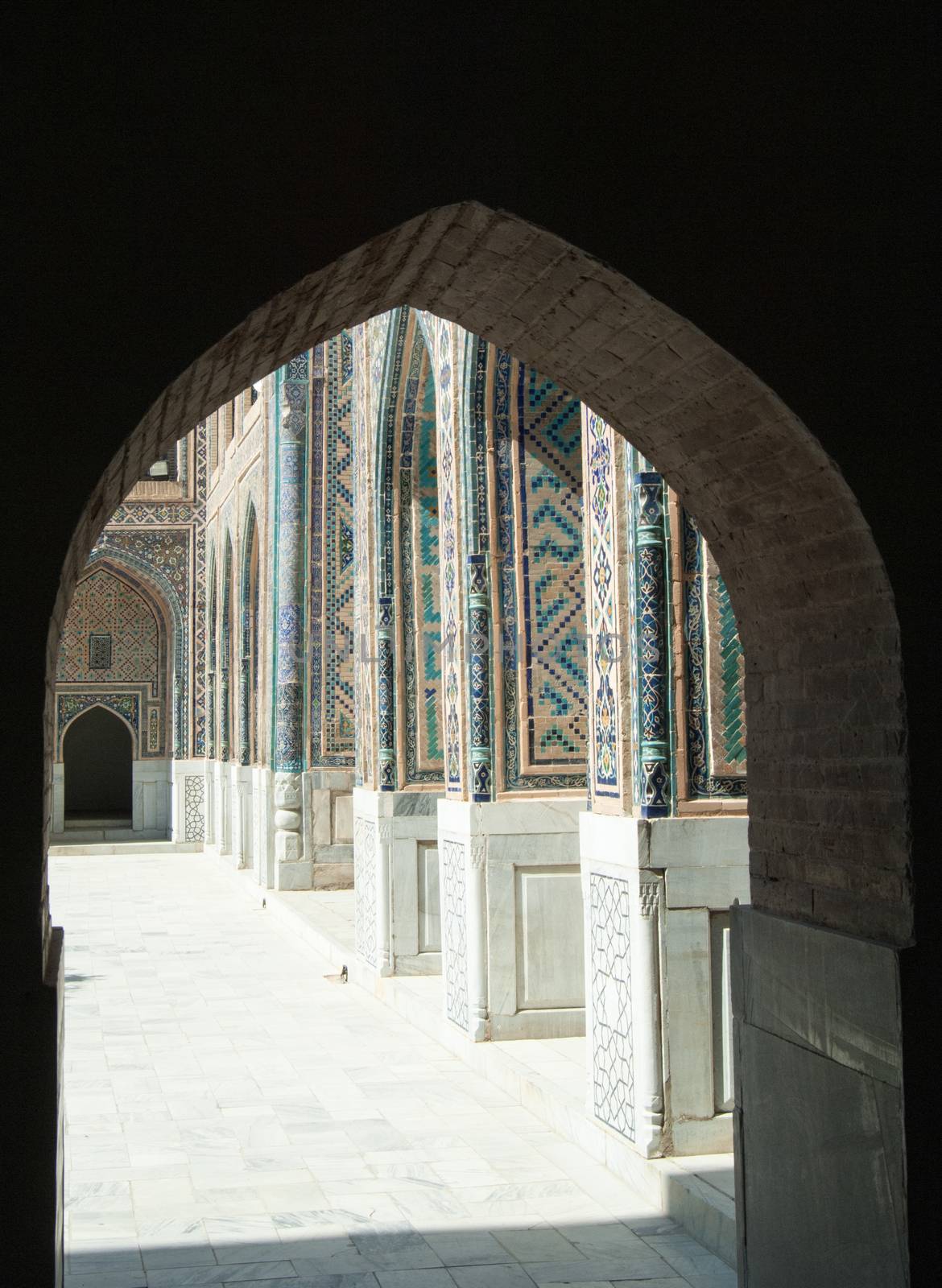 The dome in the form of an arch in traditional Asian mosaic. the details of the architecture of medieval Central Asia