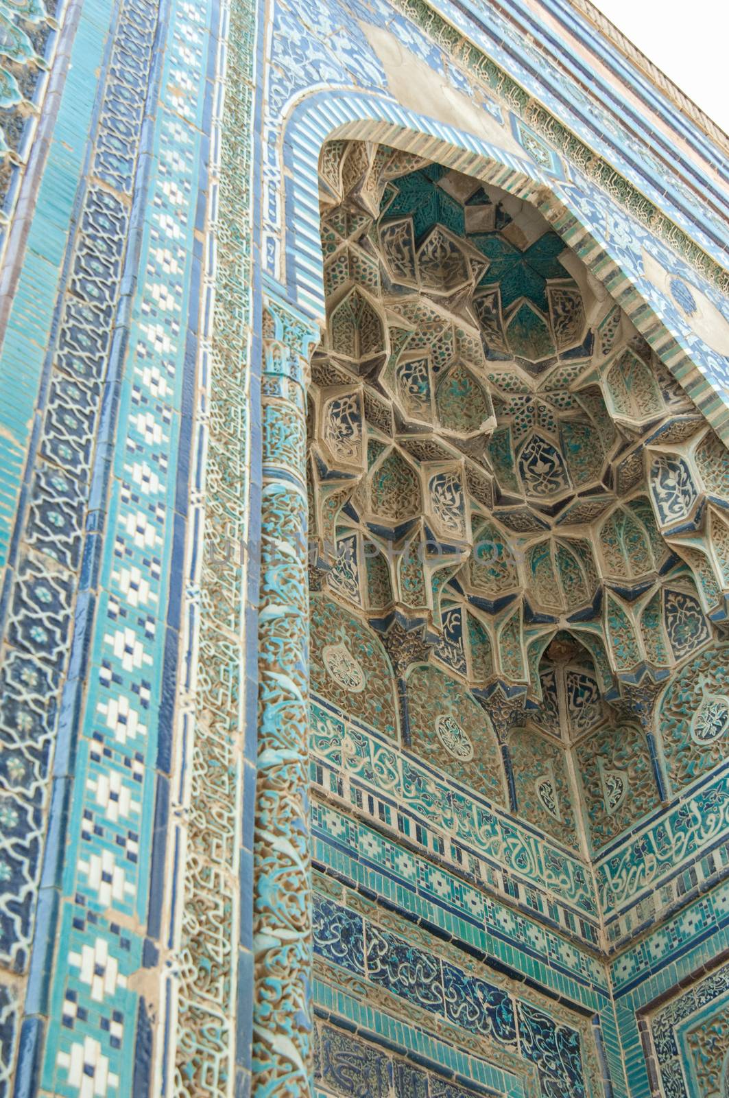 The dome in the form of an arch in traditional Asian mosaic. the details of the architecture of medieval Central Asia