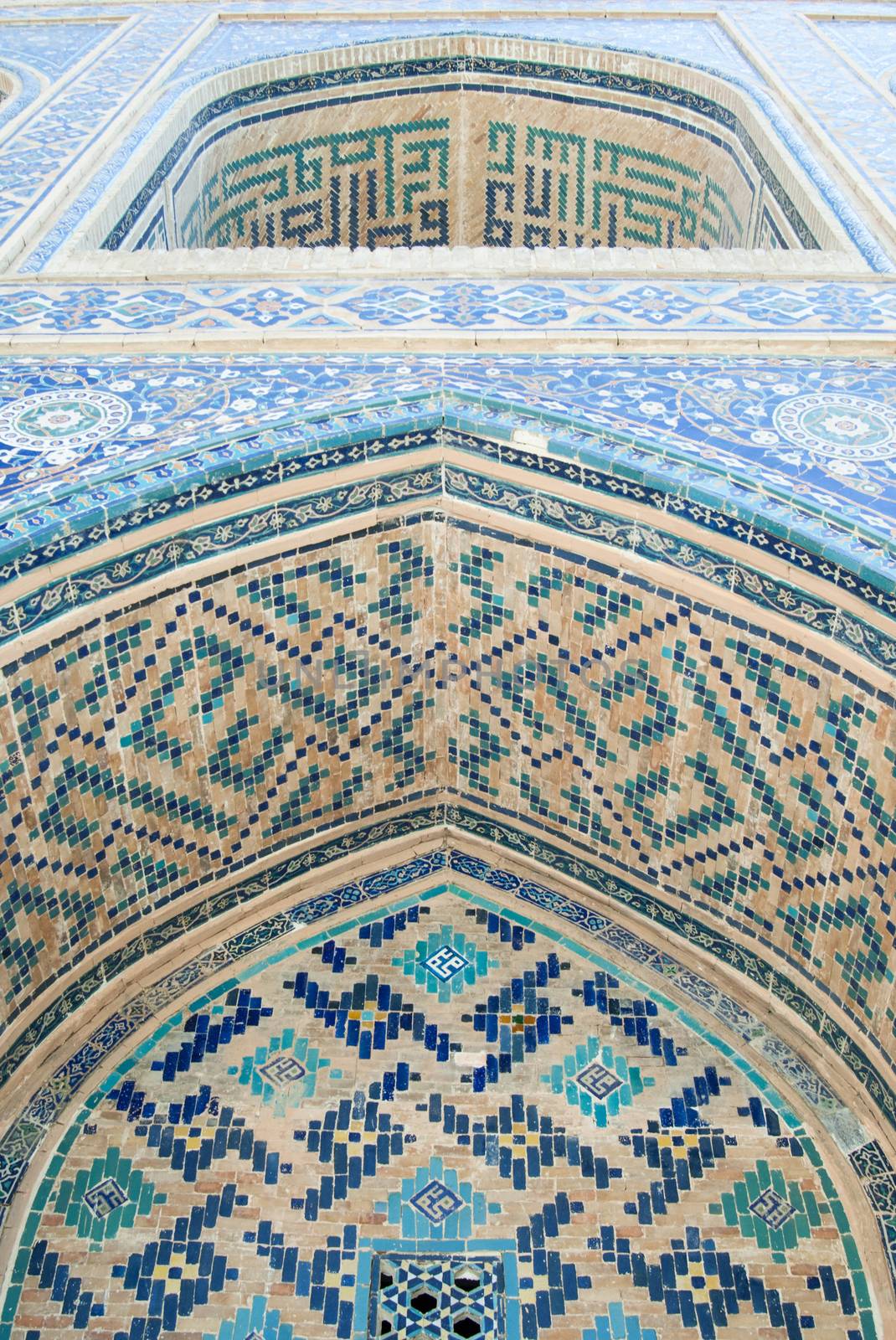 The dome in the form of an arch in traditional Asian mosaic. the details of the architecture of medieval Central Asia