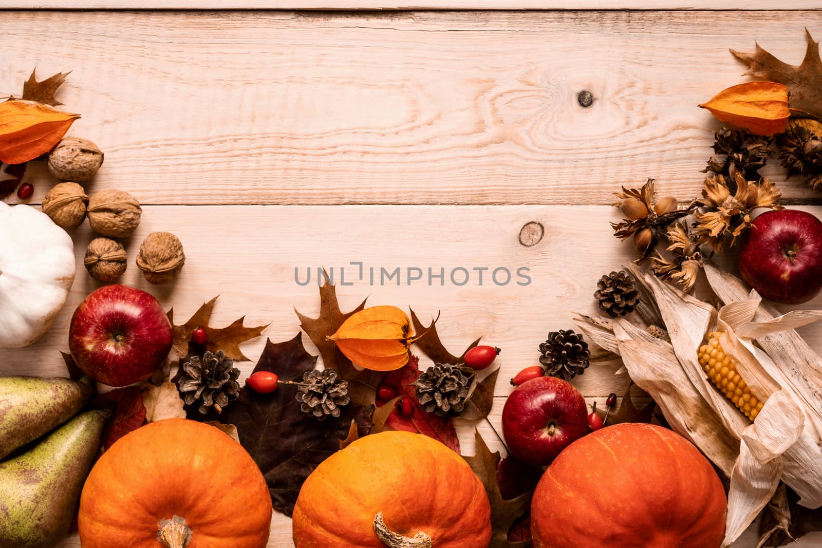 Autumn crops on a wooden board. by 84kamila