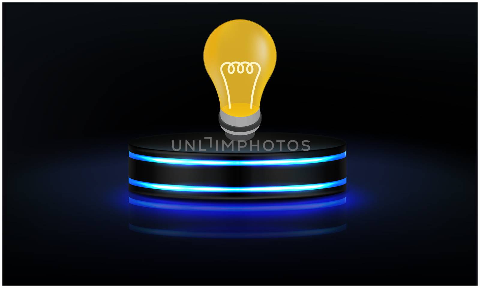 Abstract technology bulb on digital podium stand