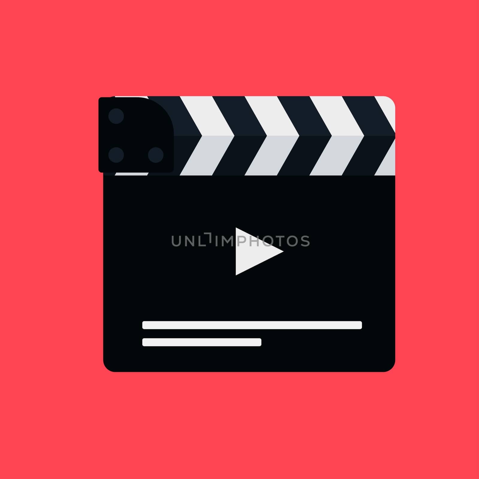 Flat movie clapperboard symbol. Stylish blank movie clapperboard elements. Vector