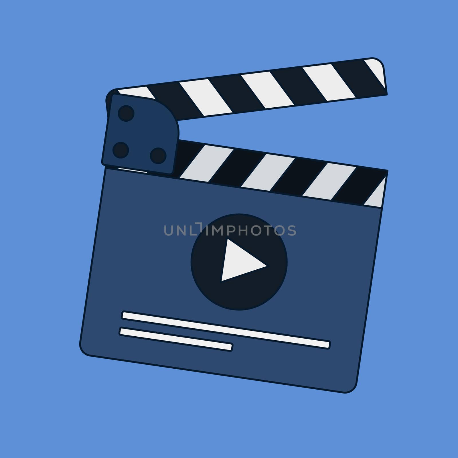 Flat movie clapperboard symbol. Stylish blank movie clapperboard elements. Vector